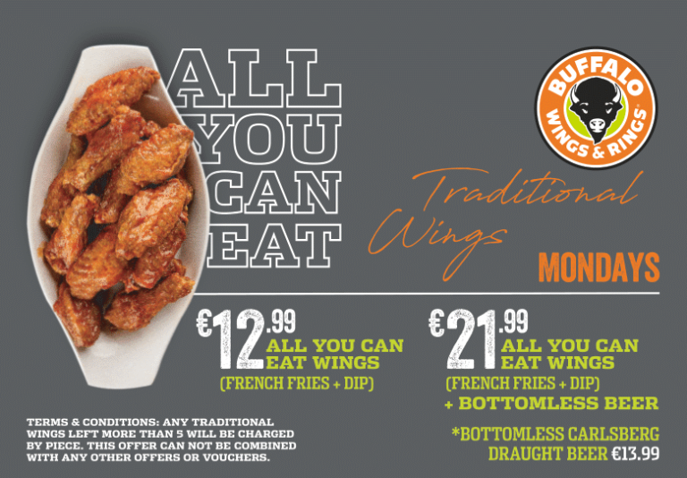 Buffalo Wings and Rings Limassol MONDAY WINGS & BOTTOMLESS BEER