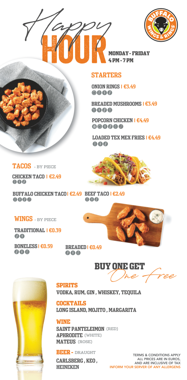 Buffalo Wings and Rings Limassol HAPPY HOUR
